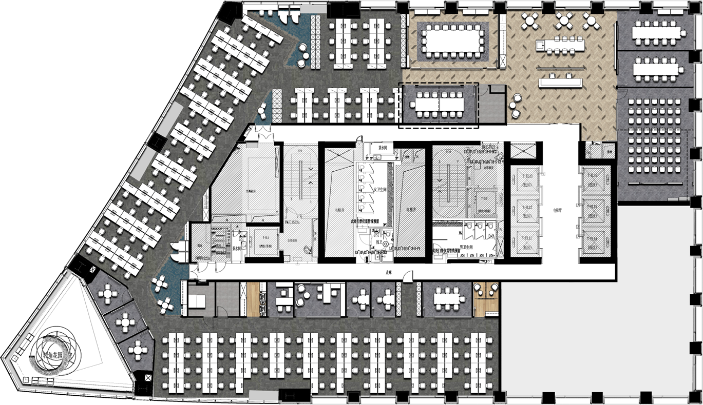 Rendered network workplace floor plan